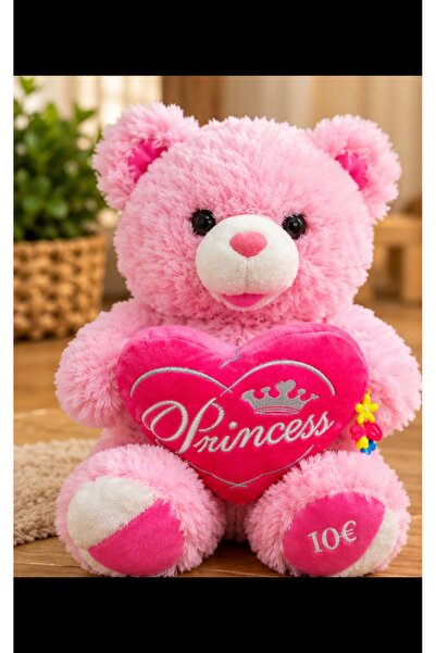 Toys Kalpli Pembe Peluş Ayıcık – Princess Yazılı Sevimli Sarılma ve Hediye Ay...