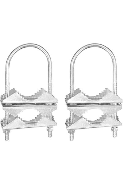 Generic 2 Sets Double Antenna Mast Clamp Heavy V-Jaw Bracket U Bolts Pipe Mou...