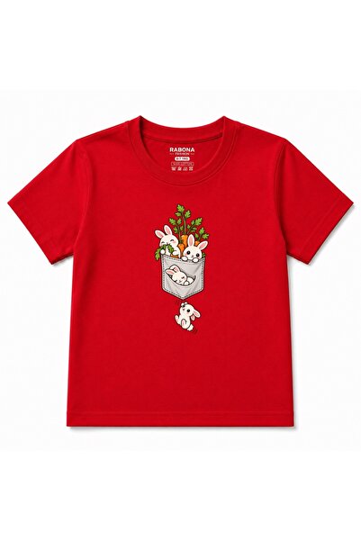 Rabona Fashion Tricou pentru copii cu grafică cu iepurași drăguți în buzunar ...