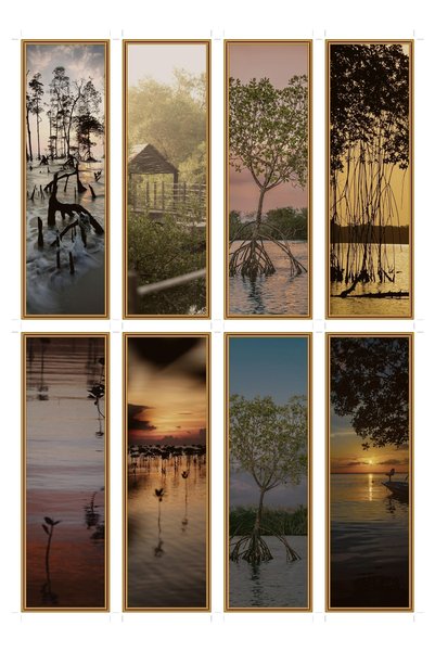OEM Set 8 Semne de Carte cu tematica rasarit de soare in mangrova, design uni...
