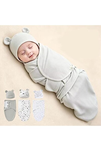 ANYUAN Newborn Baby Swaddle Wrap Sleeping Bag with Hat, 100% Cotton, 0‑12 Mon...
