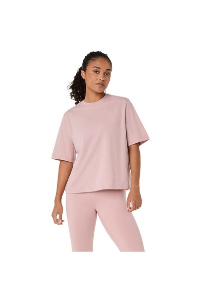 Asics SPIRAL EMBROIDERY RELAXED TEE Kadın Rose Dust/Sun Coral Kısa Kollu Tshi...