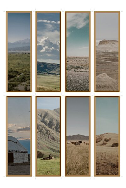 OEM Semne de Carte Set de 8 peisaje de stepă, Design Elegant, Carton Premium