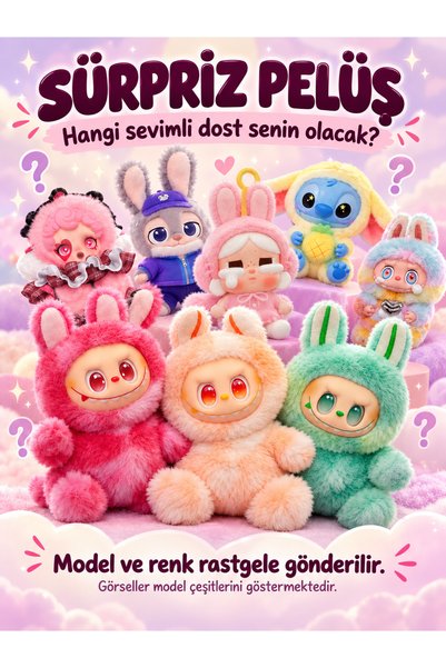Sürpriz Pelüş Oyuncak – Sevimli Karakter Figürlü Hediyelik Pelüş, Rastgele Model ve Renk
