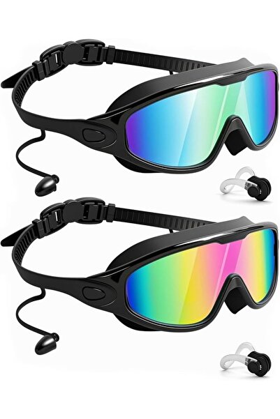Generic 2 Pack Swimming Goggles with Cases,Mirrored Lens Swim Glasses for Adu...