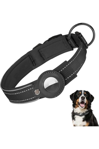 TERRIFI AirT/ag Dog Collar, Leather Dog Collar with Air/Tag Holder, Waterproo...