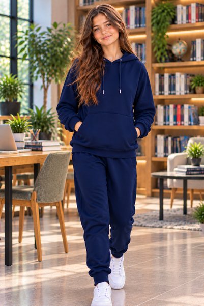 ZİYMO Girls' Hooded Rubberized Tracksuit Set