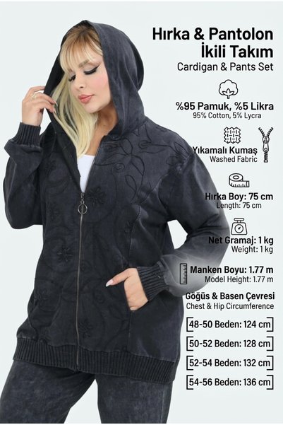 Laden Women's Plus Size Washable 95% Cotton Cardigan Pants Zipper Suit Hooded...