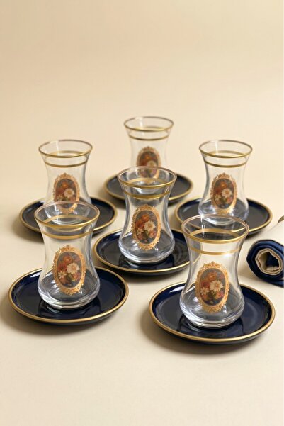 Tiesa Home 12 Piece 6-Person Gilded Tea Set with Glass Labels