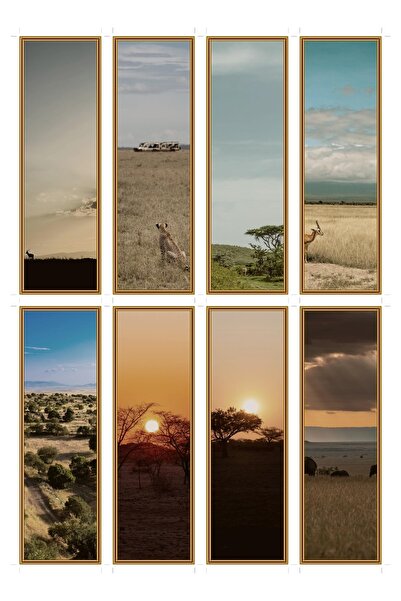 OEM Set 8 semne de carte Orizonturi de Savana, design tematic cu peisaje afri...