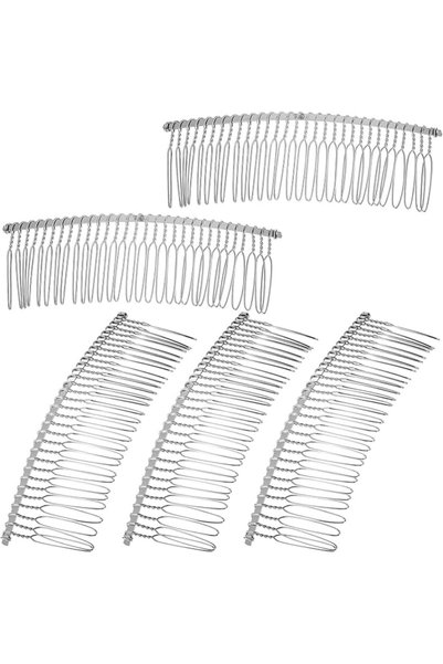 Tazweeq 5 Pcs Metal Hair Comb Clip, Silver 30 Teeth Wire Hair Combs, Bridal W...