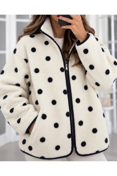 FioriModa Fermuarlı Peluş Polar Ceket