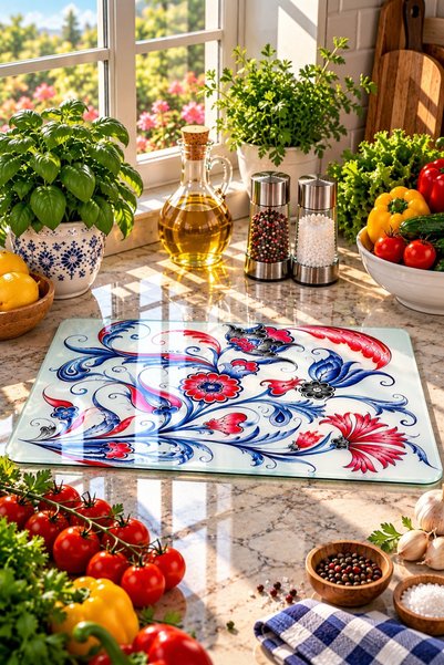 GÖKÇEOĞLU Glass Cutting Board Authentic Tile Themed - Glass Cutting Board |  ...