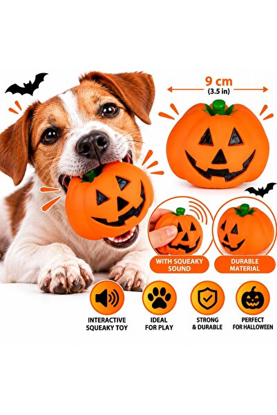 IRO Jucărie de Halloween pentru câini, în formă de dovleac, Jack O'Lantern po...