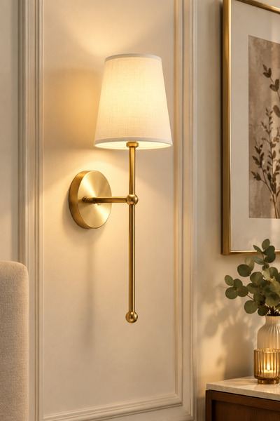 Duvar Aplik 1 Adet Duvar Ledli Pilli Aplik Tak Çalıştır Eskitme Gold Krem Abajur Gün Işığı Pilli