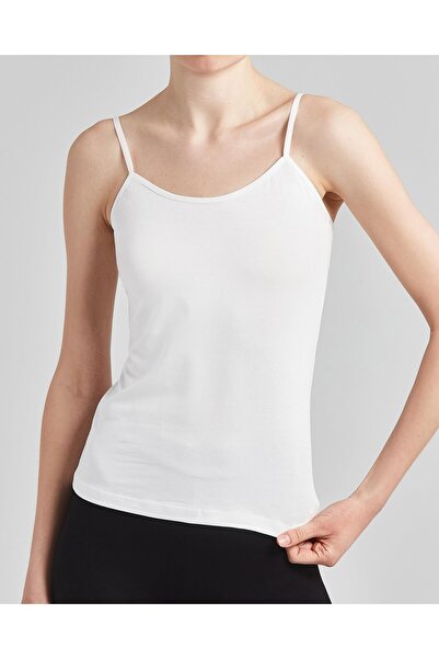 Bolero Women's White Seamless Cotton Tank Top with String Straps