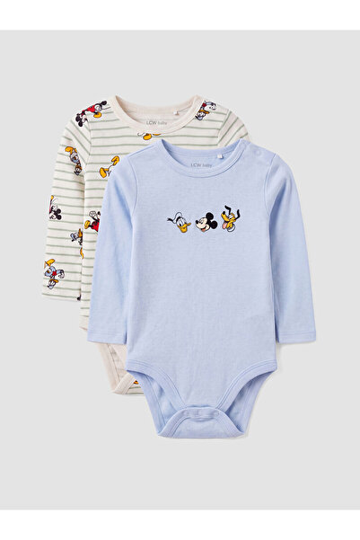 LC Waikiki Σετ 2 Βρεφικών Φορμάκια με Σχέδιο Mickey Mouse