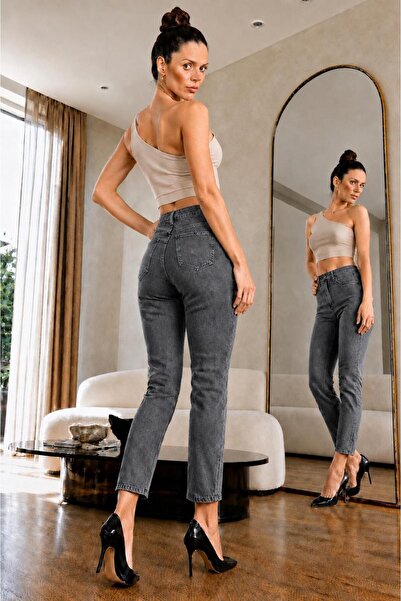 AYNUR İPEKÇİ PANTALONI MOM JEAN DE DAMĂ CU TALIE ÎNALTĂ