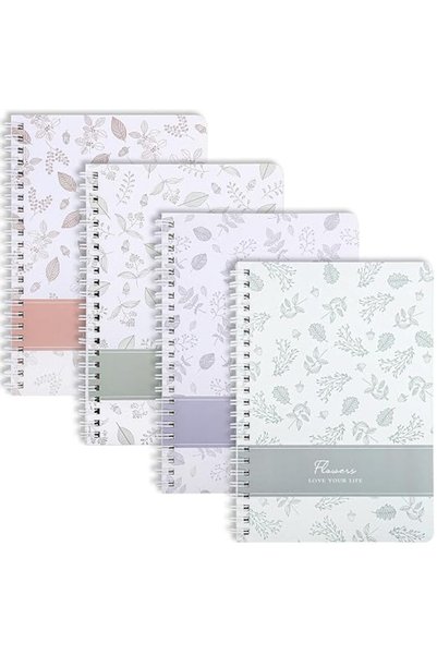 EXCEFORE A5 Notebook Set, 4 Pcs Spiral Bound Hard Cover Notebook, Portable No...