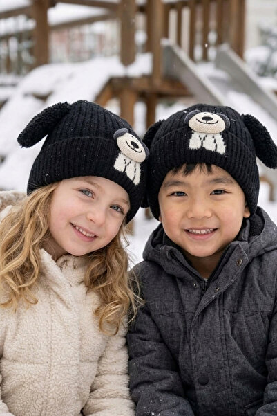 LAGRANZE Soft Textured Girls'/Boys' Beanie with Ear Detail