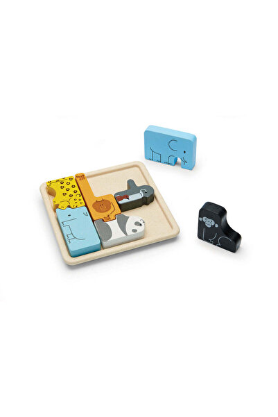 PLANTOYS Animal Puzzle Game, Wooden Puzzle Board with 7 Animals