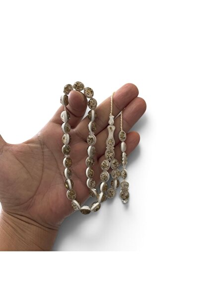 Golden Rosary Altın Parçacıklı 33lük Sistemli Tesbih Şık ve Özel Tasarım 10,5 × 9 mm