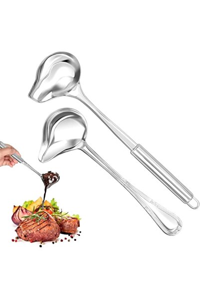 SYOSI 2 Pack Stainless Steel Duckbill Sauce Ladle, Long Handle Gravy and Soup...