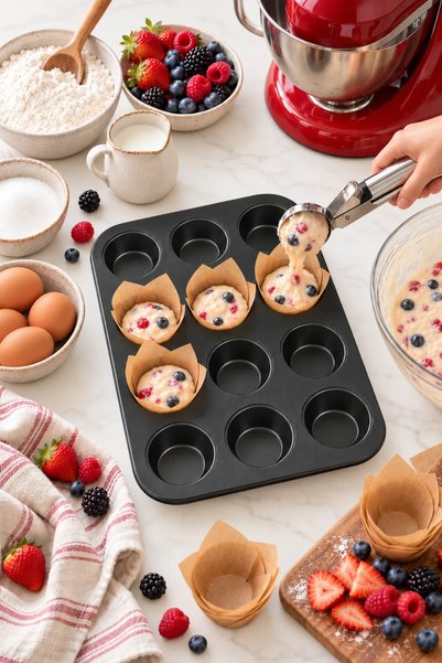 Sariva Home 12-Piece Teflon Muffin Cupcake Pie Mold Non-Stick Cake Baking Tray