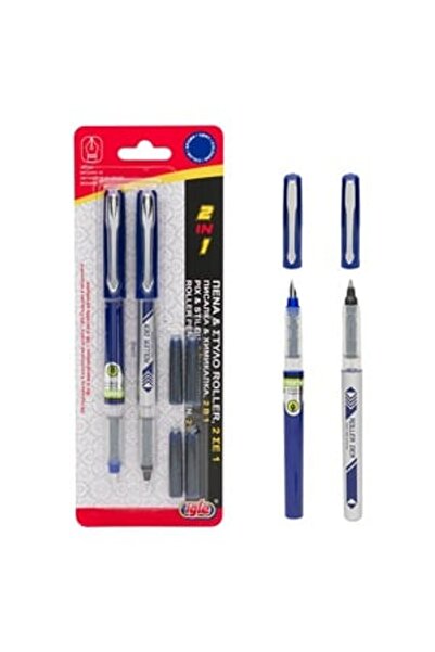 DD SHOP Set Stilou & Pix Roller cu Rezerve cu Cerneala Albastra - 2buc