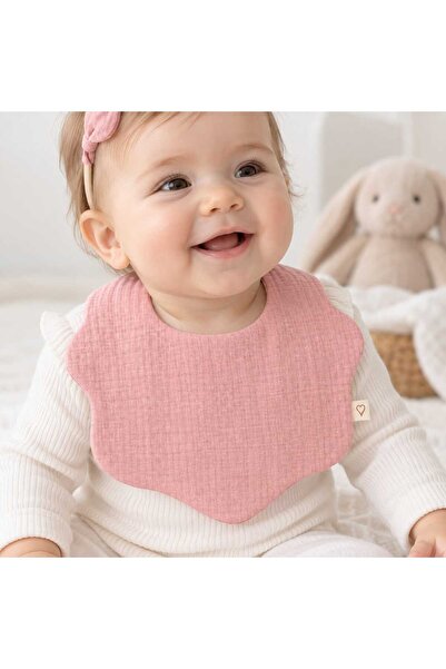 Pembe Latte Çiçek Bebek Önlüğü 2'li Set