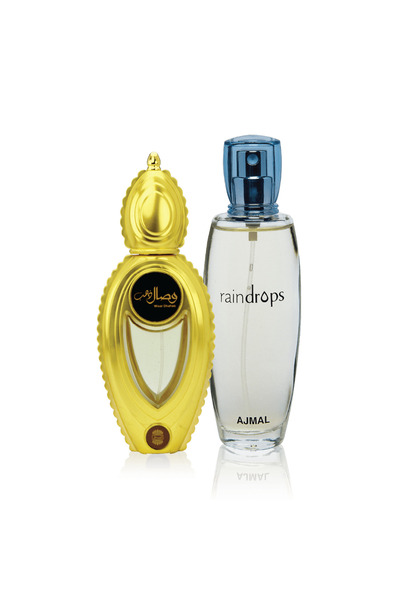 Ajmal Raindrops 50ml & Wisal Dhahab 50ml EDP | Unisex Perfume Duo