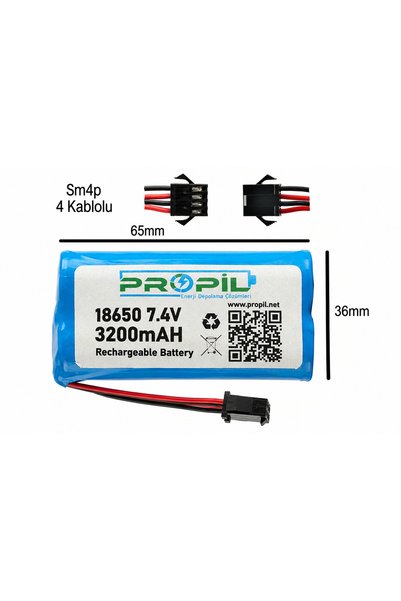 propil 7.4V 3200mAh 18650 Li-ion SM4P Şarjlı Oyuncak Araba Pili RC Kumandalı ...