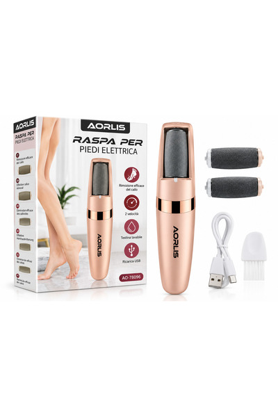 AORLIS Electric Heel File AO-78096, USB Rechargeable, 4 in 1, Rose Gold
