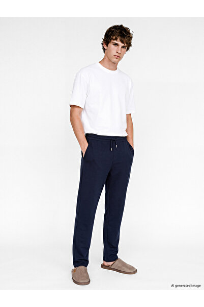 LC Waikiki Nevavm Navy Blue Plain Men's Pajama Bottoms with a Difference