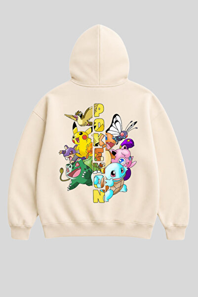 Kapüşonlu POkemon Sırt Baskılı Çocuk Sweatshirt