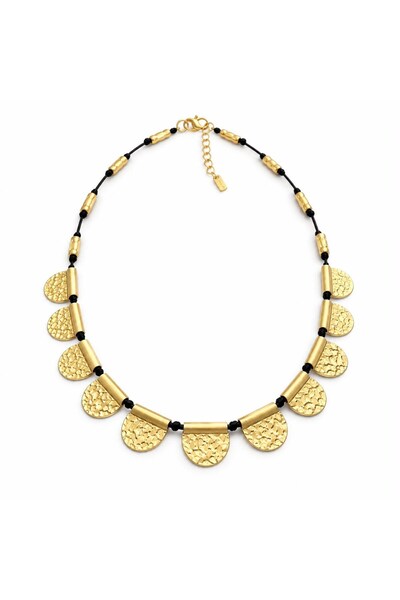 neslyaccessories Black Rope Plate Necklace