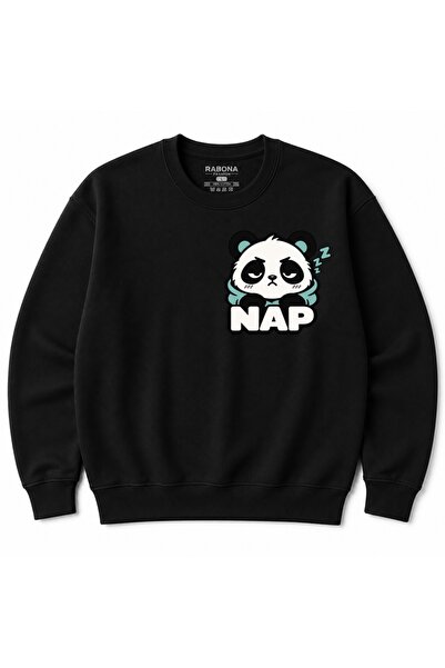 Rabona Fashion Sleepy Panda Nap Mood Graphic Sweatshirt