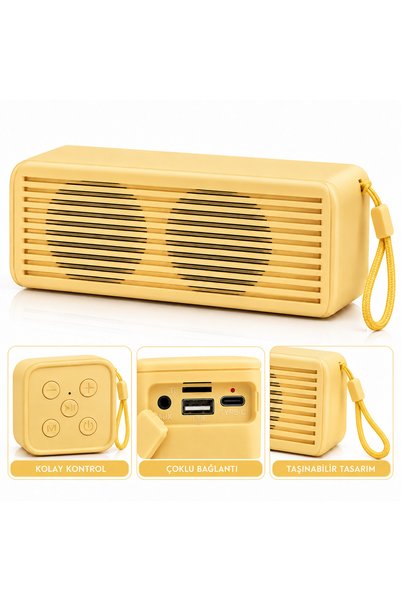 FABRON Bluetooth Hoparlör 5W Kablosuz Taşınabilir Speaker Radyo USB AUX SD Ka...