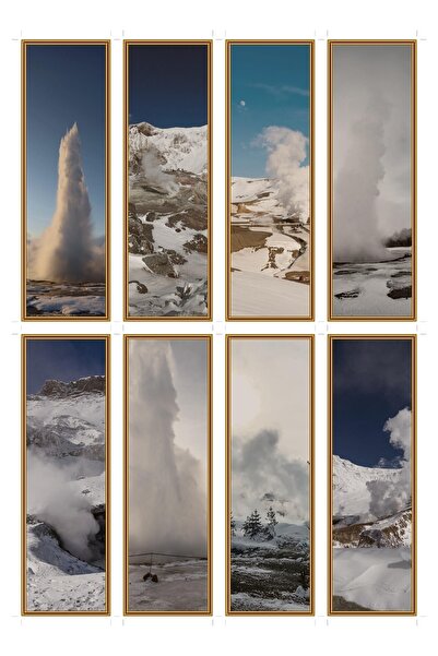 OEM Set of 8 geyser and snow themed bookmarks, durable cardboard, unique design