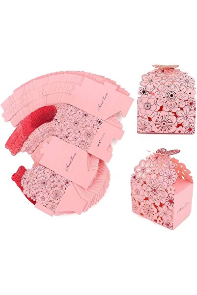 SYOSI Flower Butterfly Hollow Candy Box, 50Pcs Mini Cookie Gift Boxes Butterf...