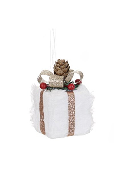 DD SHOP Ornament Brad de Craciun din Spuma Cadou Alb Blana Bej Panglica Conur...