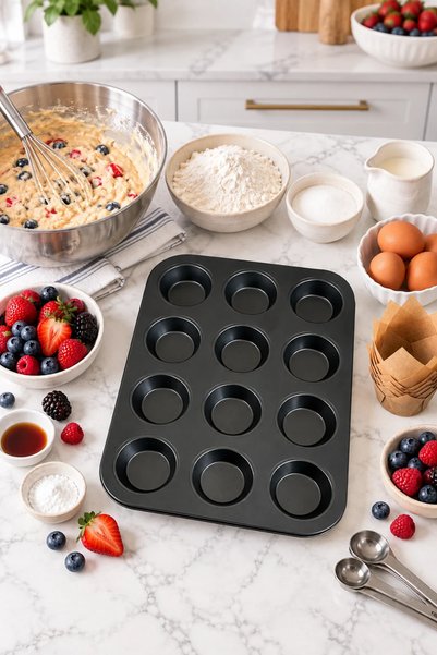 Sariva Home 12-Piece Teflon Muffin Cupcake Pie Mold Non-Stick Cake Baking Tray