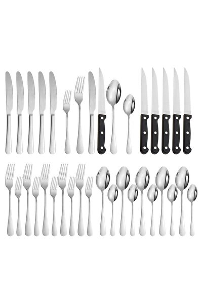 Zoffer Set of 36 Cutlery, Zoffer, For 6 People, Stainless Steel, Elegant, Bla...