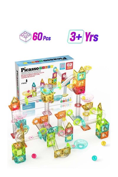 Generic Magnetic Mini Diamond Marble Run Track 60 Pieces, Magnetic Tiles, Bui...