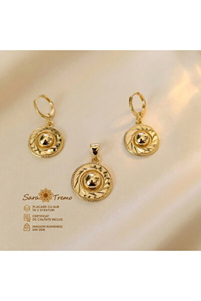 SaraTremo Sunbeam Set – 14K Gold Plated Earrings and Pendant