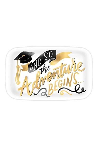 Generic The Adventure Begins Printed Rectangular Plastic Platter Tableware Pa...