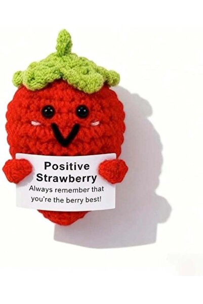 Generic Happy Threads Positive Strawberry Plush with Inspirational Message Ca...
