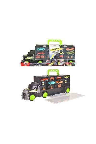 Generic Car Transporter with 4 Die-Cast Cars and Accessories, Ages 3+