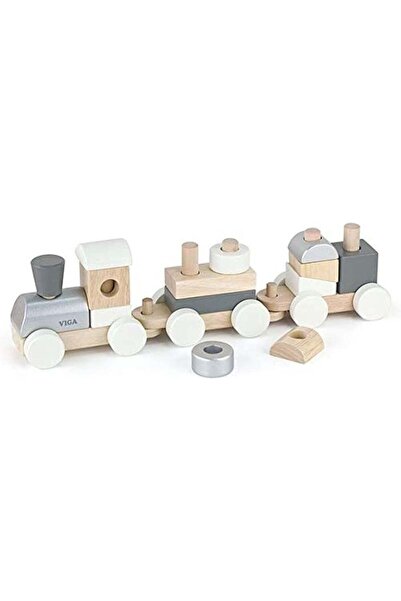 Generic VIGA Stacking Train - Wooden Pull Along Train with Blocks for Educati...