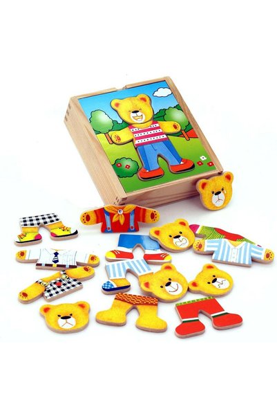 Generic Viga Wooden Dressing Up Boy Bear 18-Pieces Set, Multicolor
